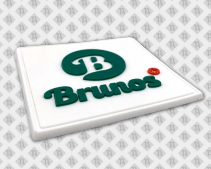 PVC Aufnäher Patch Rubber eckig Brunos in weiß grün Firmen