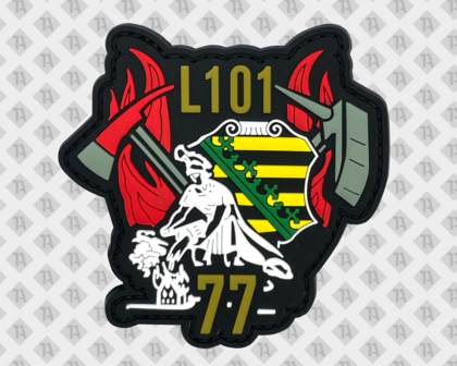 Feuerwehrpatch L101 mit Sachsen-Wappen – individuelle PVC Aufnäher bei 1a-rubber.de