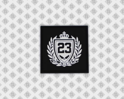 Eckiger Rubber Patch Aufnäher PVC schwarz weiß Firmen
