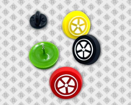 Runde Rubber Pins aus PVC mit Radmotiv – individuelle Crog Pins & Stecker gestalten