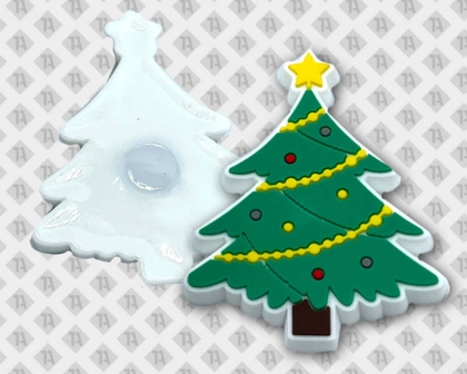Weihnachtsbaum-PVC-Magnet mit Stern und bunten Kugeln.