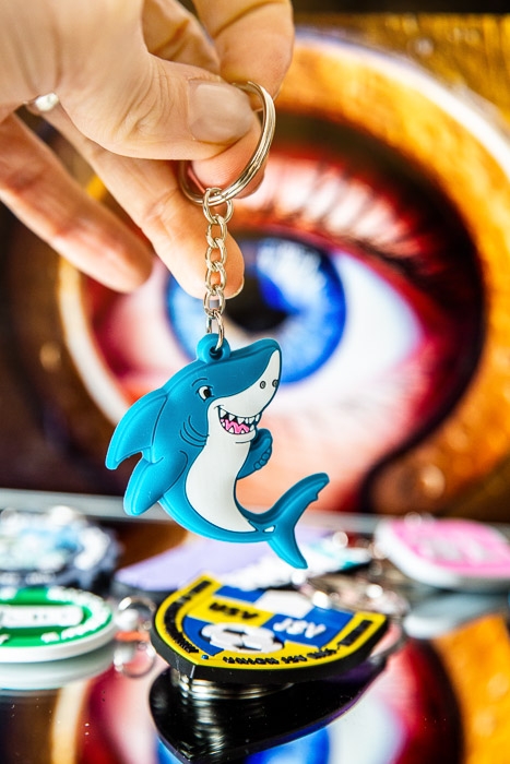 Blauer Hai PVC-Schlüsselanhänger – Lustiges & strapazierfähiges Design für Werbegeschenke.