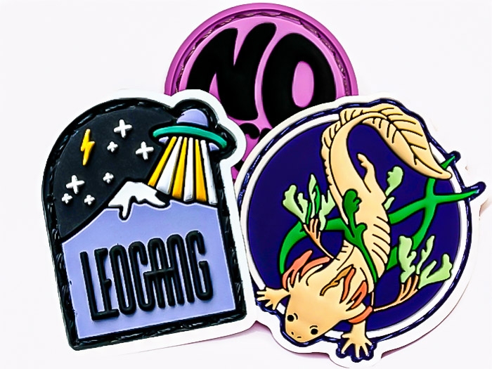 Set aus personalisierten PVC Patches mit kreativen Designs