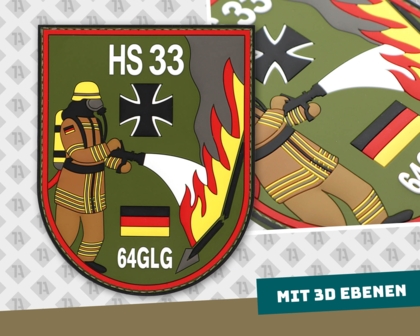 Individuelle PVC Aufnäher HS 33 mit 3D Rubber Struktur – Feuerwehr Patch gestalten