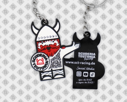 PVC Rubber Schlüsselanhänger Kontur mit Kette und Ring Scuderia Teutonia Wikinger Firmen