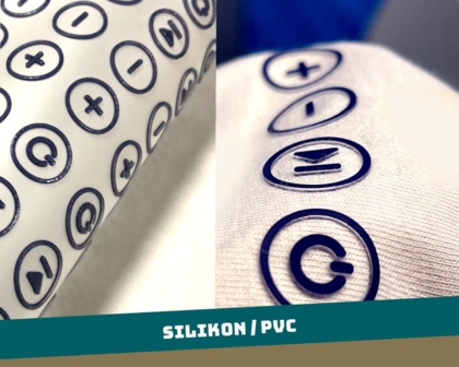 3D Applikationen Silikon Vinyl blaue Icons