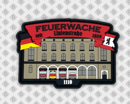 Individuelle PVC Aufnäher mit Feuerwehrhaus-Motiv – Rubber Patch gestalten lassen