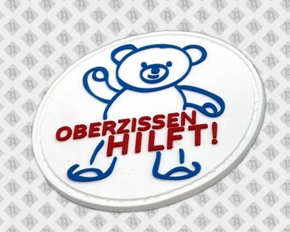 Rubber PVC Patch rund Teddy blau weiß rot Rettungsdienst