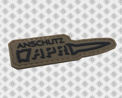 PVC-Patch ANSCHÜTZ APR in Munitionsform mit braunem Nährand