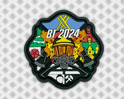 Zweidimensionaler PVC Aufnäher Feuerwehr-Motiv und BI 2024 – Rubber Patch gestalten