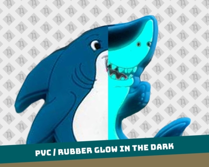 Rubber PVC Patch Kontur 3D Glow in the Dark Hai blau weiß