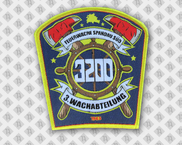 Gewebter Aufnäher Patch Kettelrand Feuerwehr Äxte
